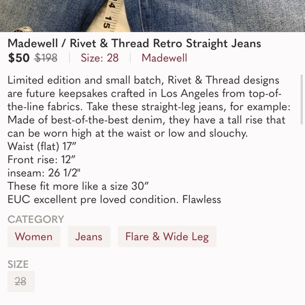 Madewell / Rivet & Thread Retro Straight Jeans - Picture 8 of 8